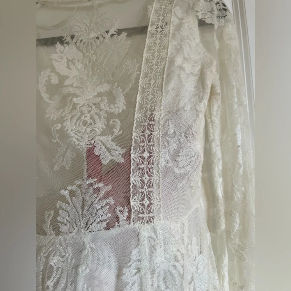 Free People Long Sleeve Lace Dress in White - Picture 10 of 14